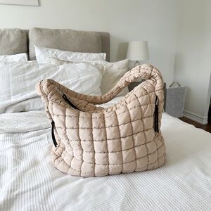 Free People FP Movement Quilted Carryall Bag - Off White (Beige)